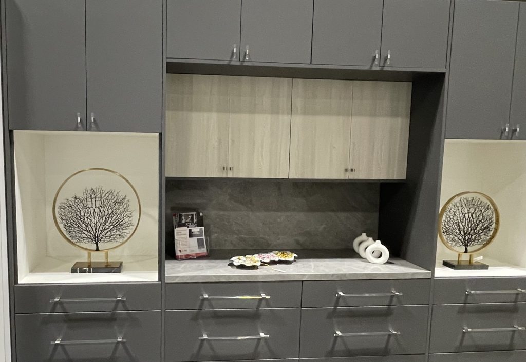 Custom pull-out cabinets and hidden storage solutions in a Moncton kitchen